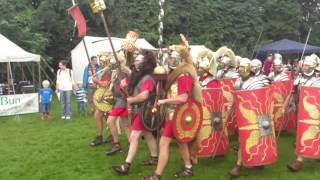 Roman Reenactment at the Amphitheatre in Caerleon Marching In [upl. by Iclehc435]