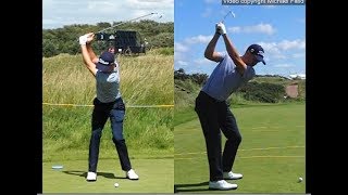 Justin Thomas golf swing  Long Iron faceon amp downtheline July 2017 [upl. by Huxley830]