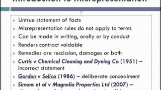 Misrepresentation Lecture 1 of 4 [upl. by Baudoin]